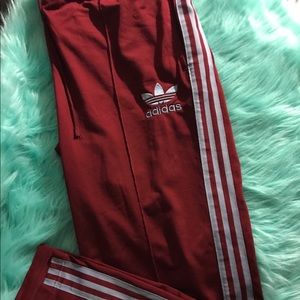 Burgundy Adidas Sweat Pants